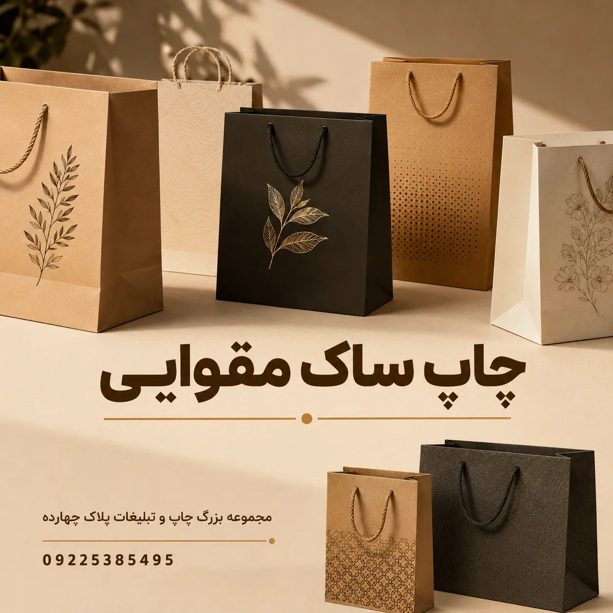 نمونه ساک مقوایی تبلیغاتی با چاپ اختصاصی برای فروشگاه های مشهد