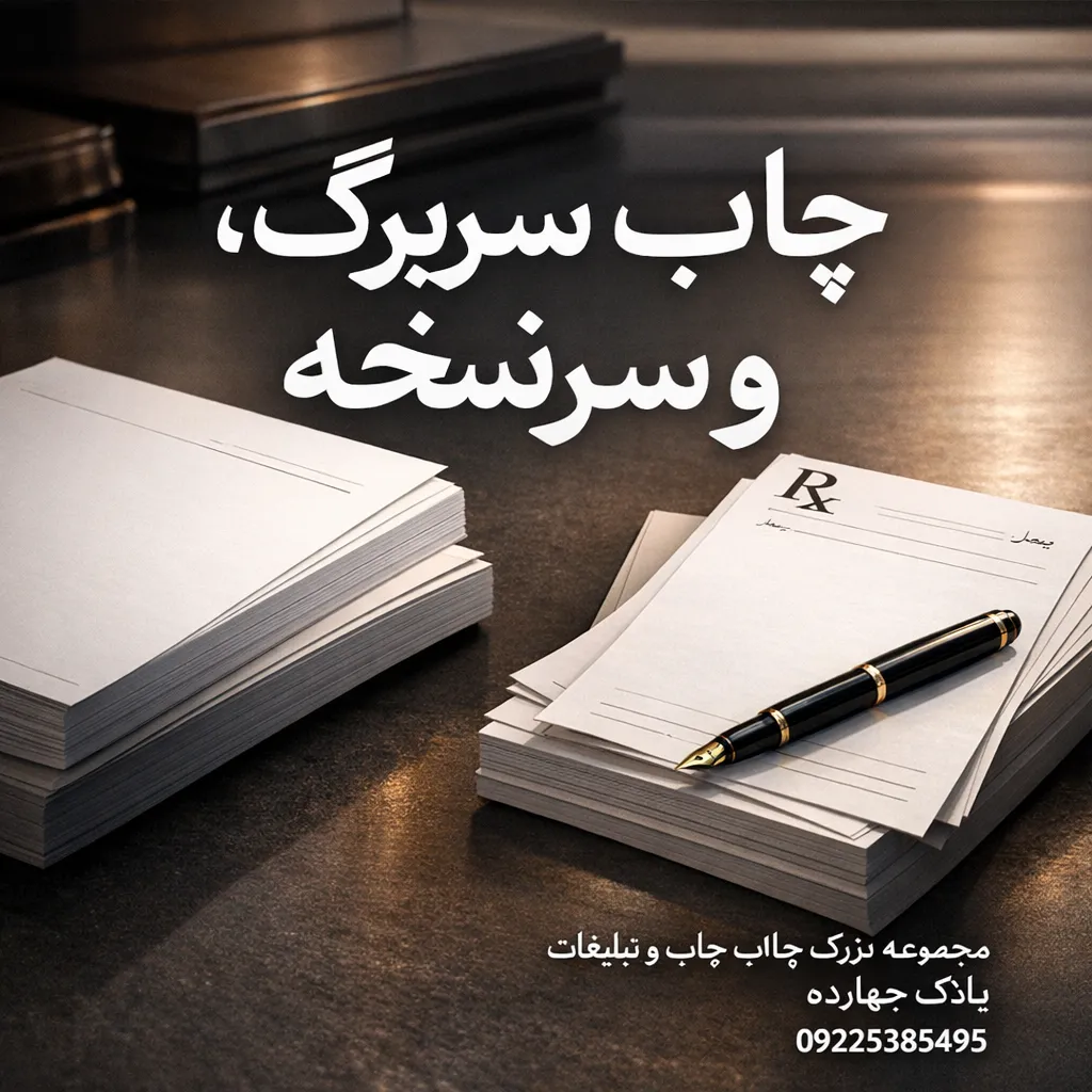 نمونه چاپ سربرگ اداری و سرنسخه پزشکی با کاغذ تحریر باکیفیت در چاپخانه مشهد