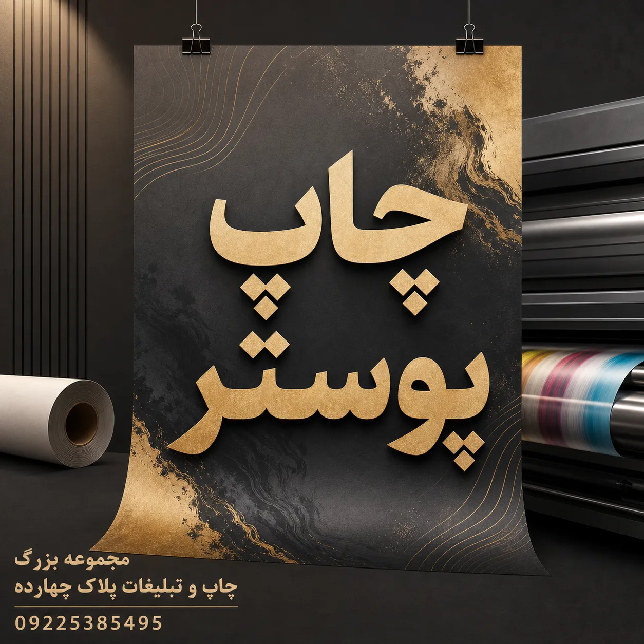 نمایش جزئیات و کیفیت چاپ پوستر تبلیغاتی در مجموعه پلاک ۱۴ مشهد