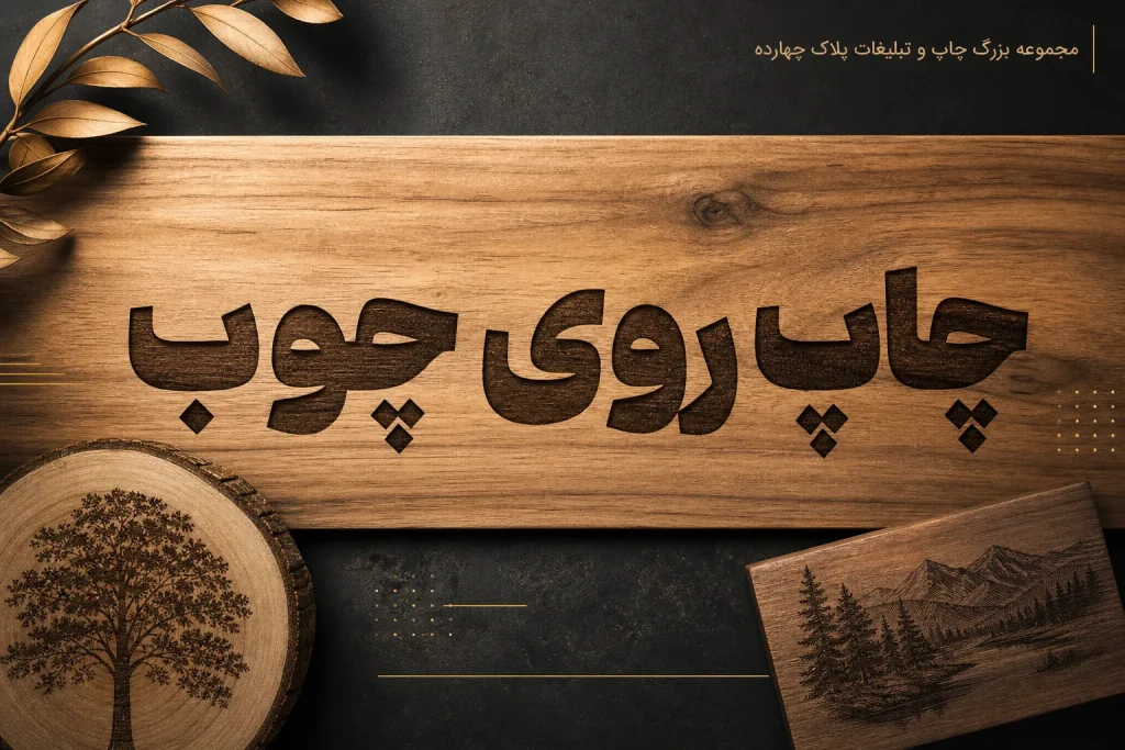 دستگاه فلت بد در حال چاپ روی چوب طبیعی