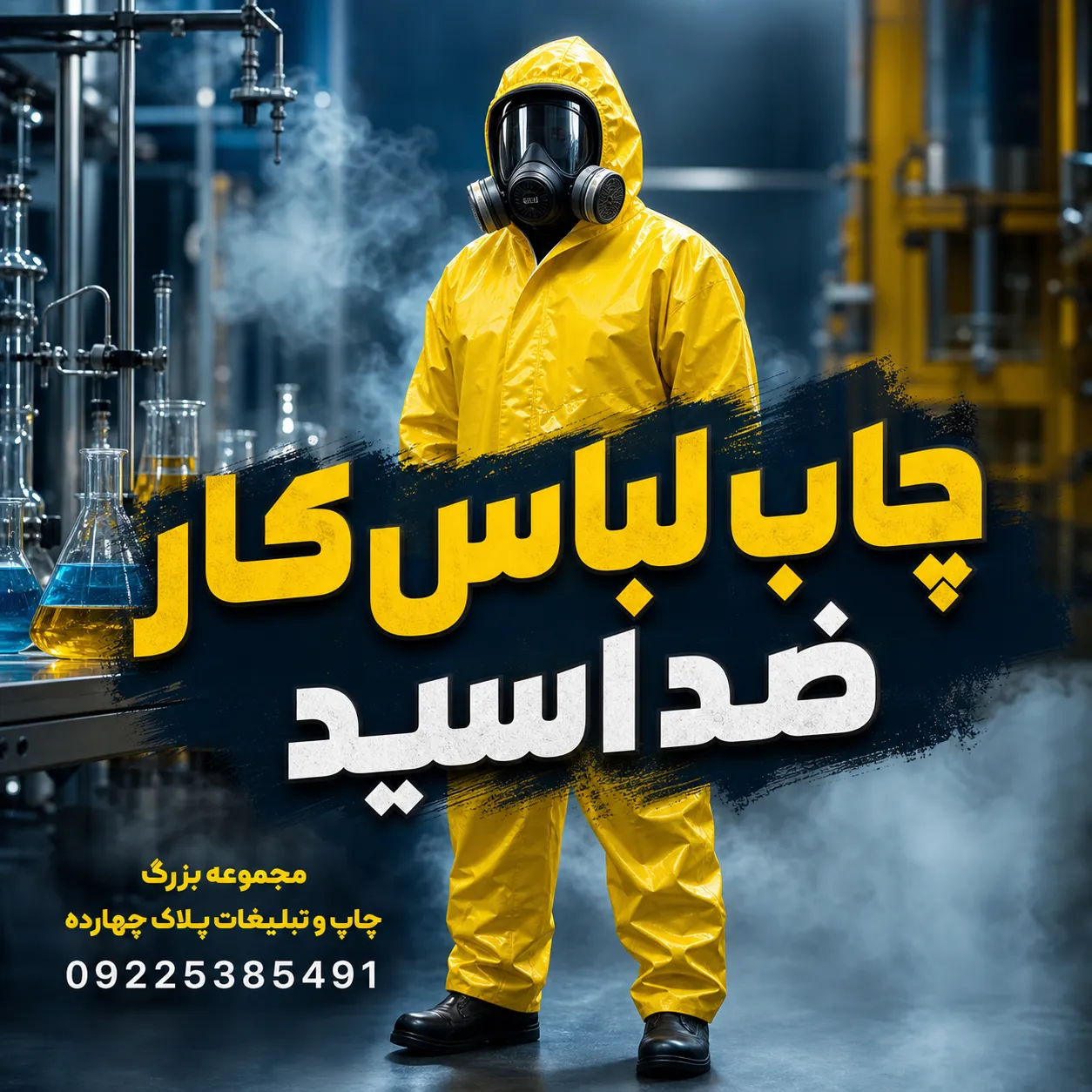 چاپ لوگو روی لباس کار ضد اسید در مشهد برای کارگاه آبکاری