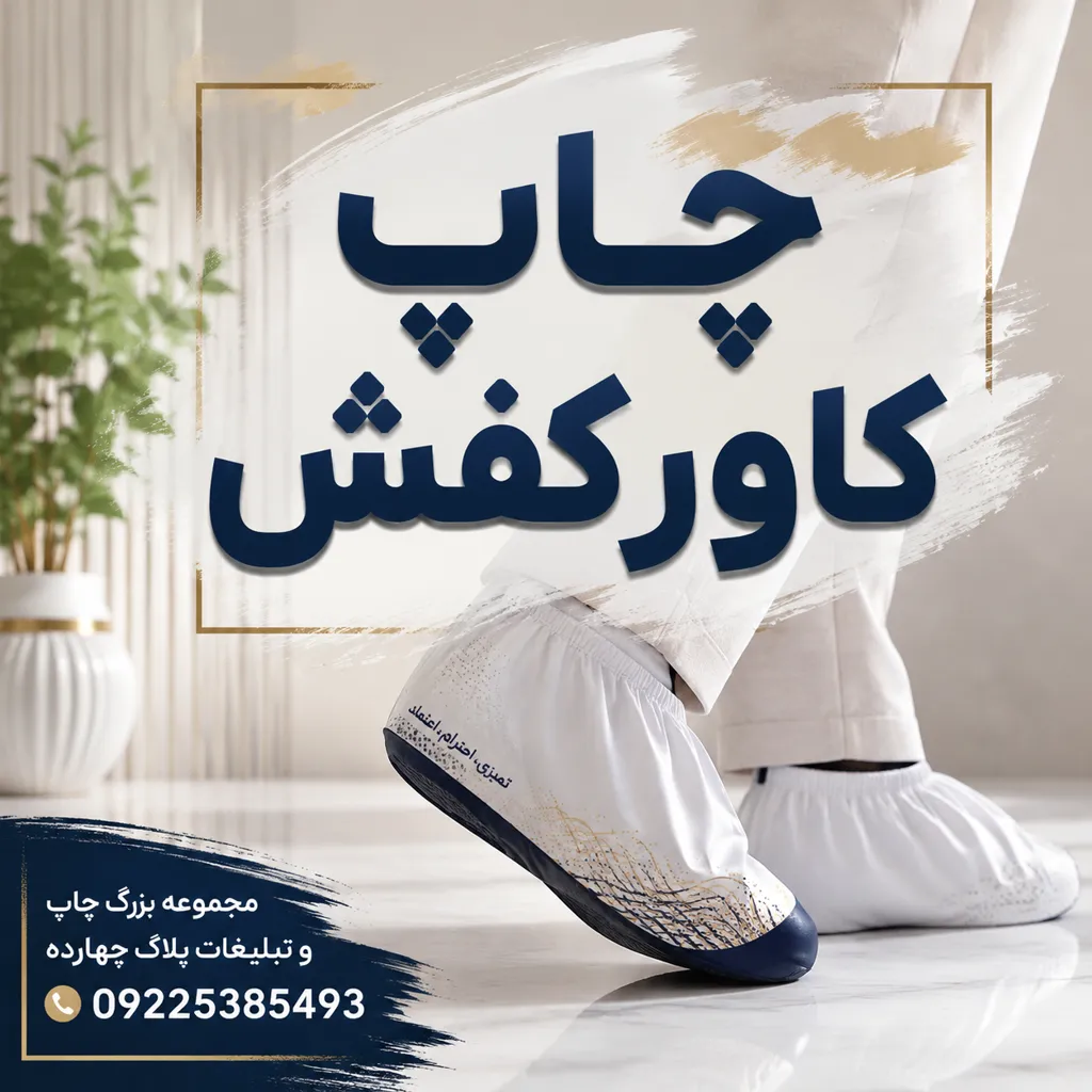 چاپ کاور کفش اختصاصی با لوگوی برند برای استفاده در مراکز درمانی و خدماتی