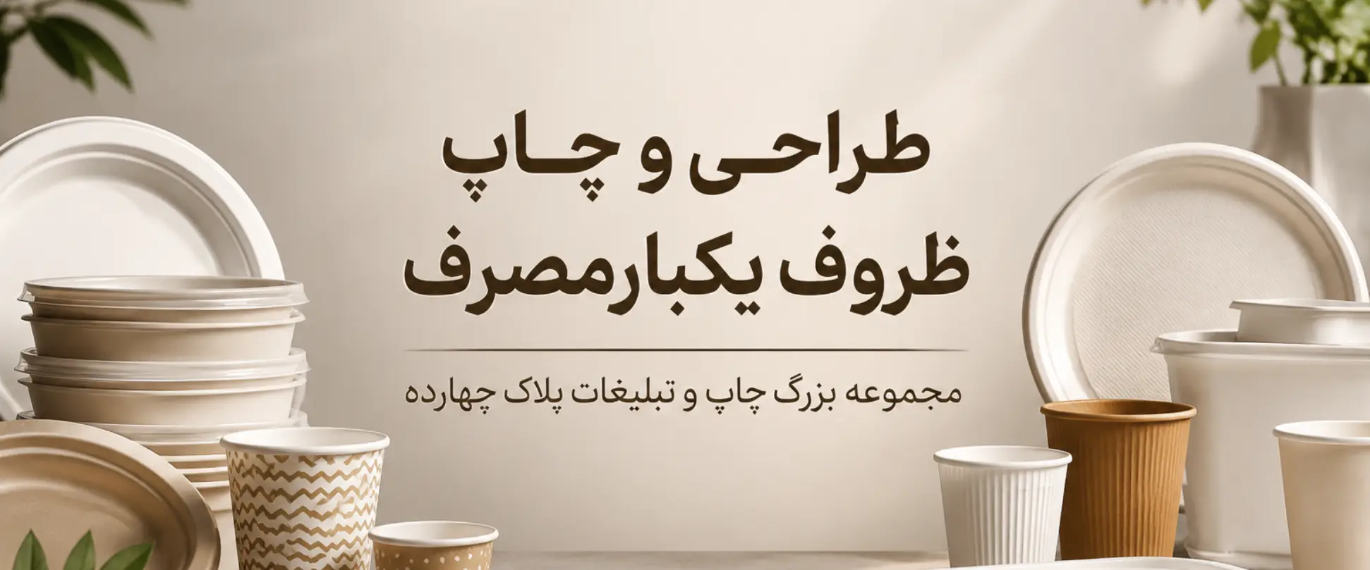 نمونه چاپ ظروف یکبار مصرف کاغذی و پلاستیکی در چاپخانه پلاک ۱۴ مشهد