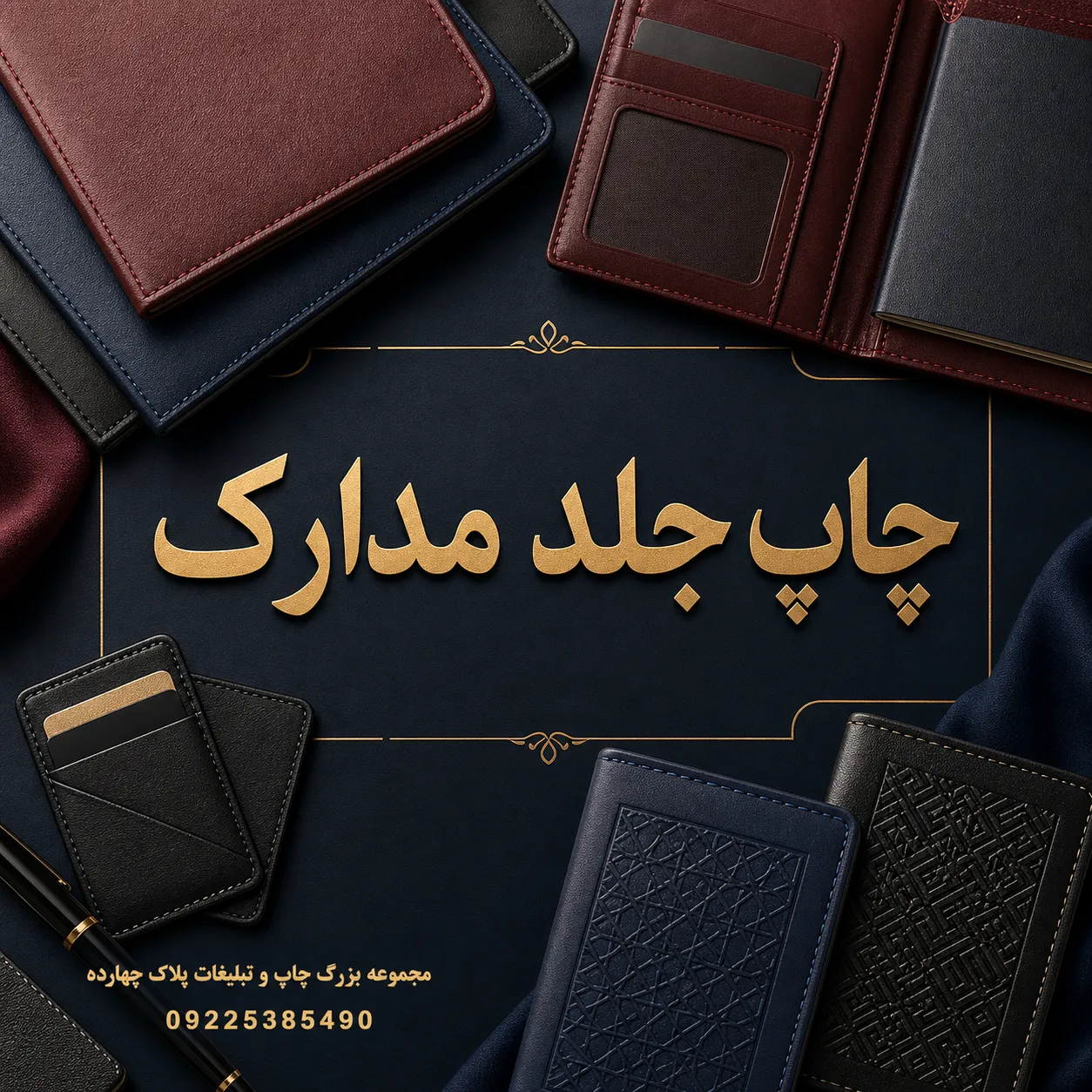 جلد مدارک چرمی و تبلیغاتی با چاپ لوگو برای کسبوکارها در مشهد