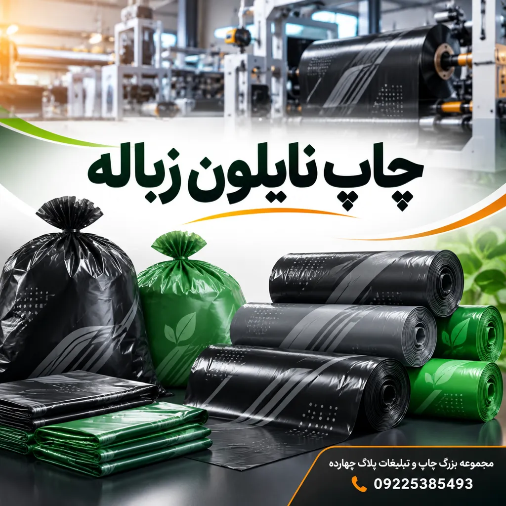 نمونه چاپ نایلون زباله با کیفیت بالا و لوگوی برند اختصاصی جهت تبلیغات محیطی