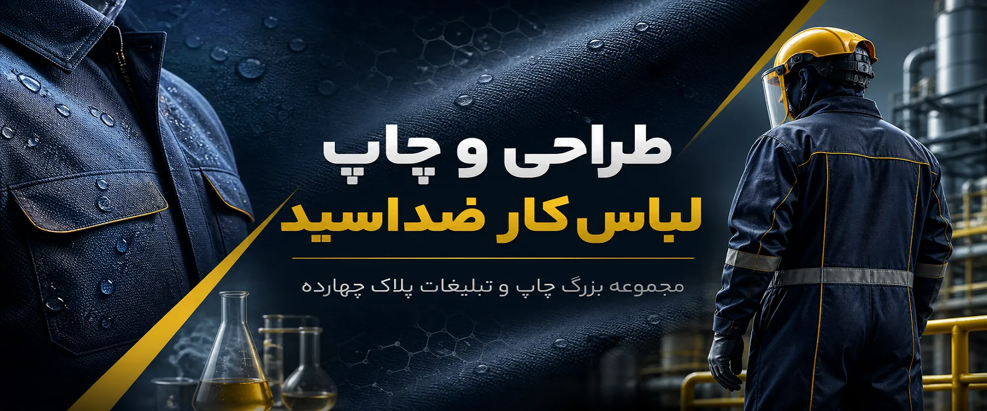 چاپ لباس کار ضد اسید در مشهد با لوگوی سازمانی برای محیط‌های صنعتی