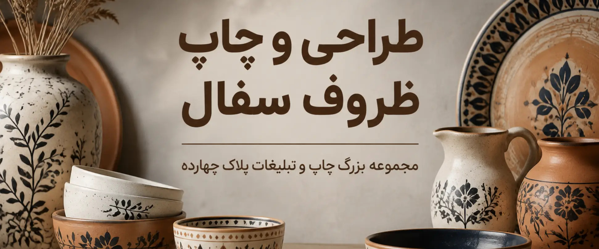 چاپ ظروف سفال با کیفیت بالا و ماندگاری رنگ در چاپخانه پلاک 14 مشهد