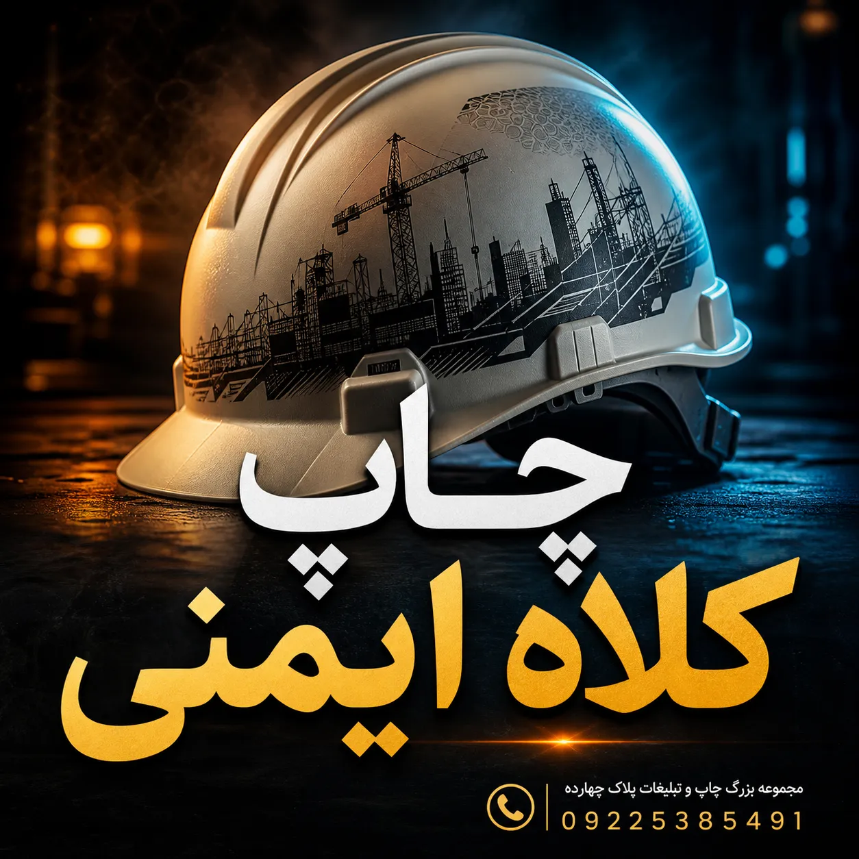 اجرای چاپ لوگو و نام شرکت روی کلاه ایمنی حفاظتی با تکنیک چاپ صنعتی در مشهد