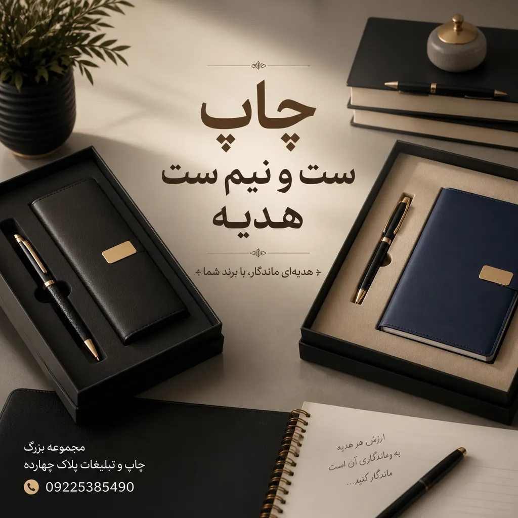 چاپ ست و نیم‌ست هدیه تبلیغاتی مدیریتی با لوگوی اختصاصی در مشهد