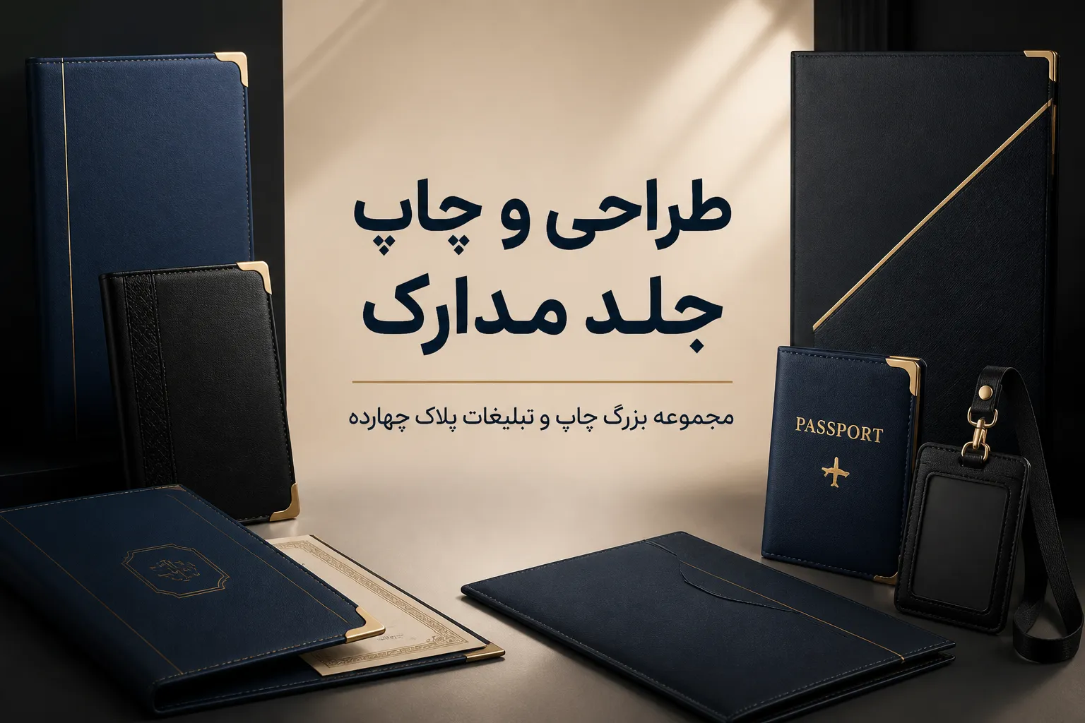 نمونه چاپ جلدمدارک چرمی با حک طلاکوب لوگو در مشهد