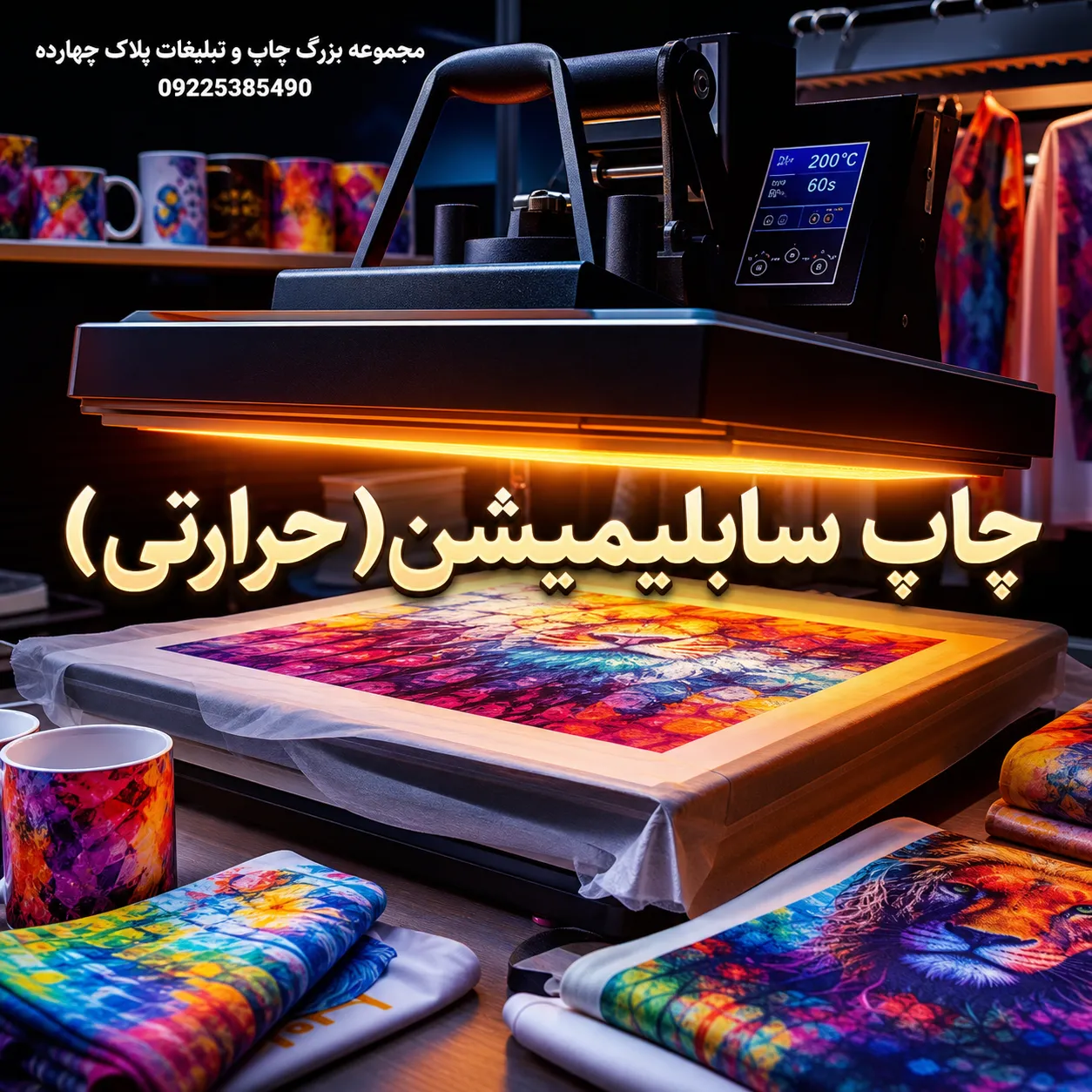 نمونه‌های چاپ سابلیمیشن و محصولات تبلیغاتی حرارتی با کیفیت بالا در چاپخانه پلاک ۱۴ مشهد