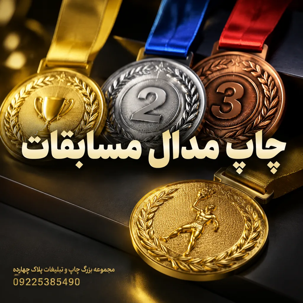 نمونه مدال مسابقات اختصاصی با چاپ لوگو و عنوان رویداد در مشهد
