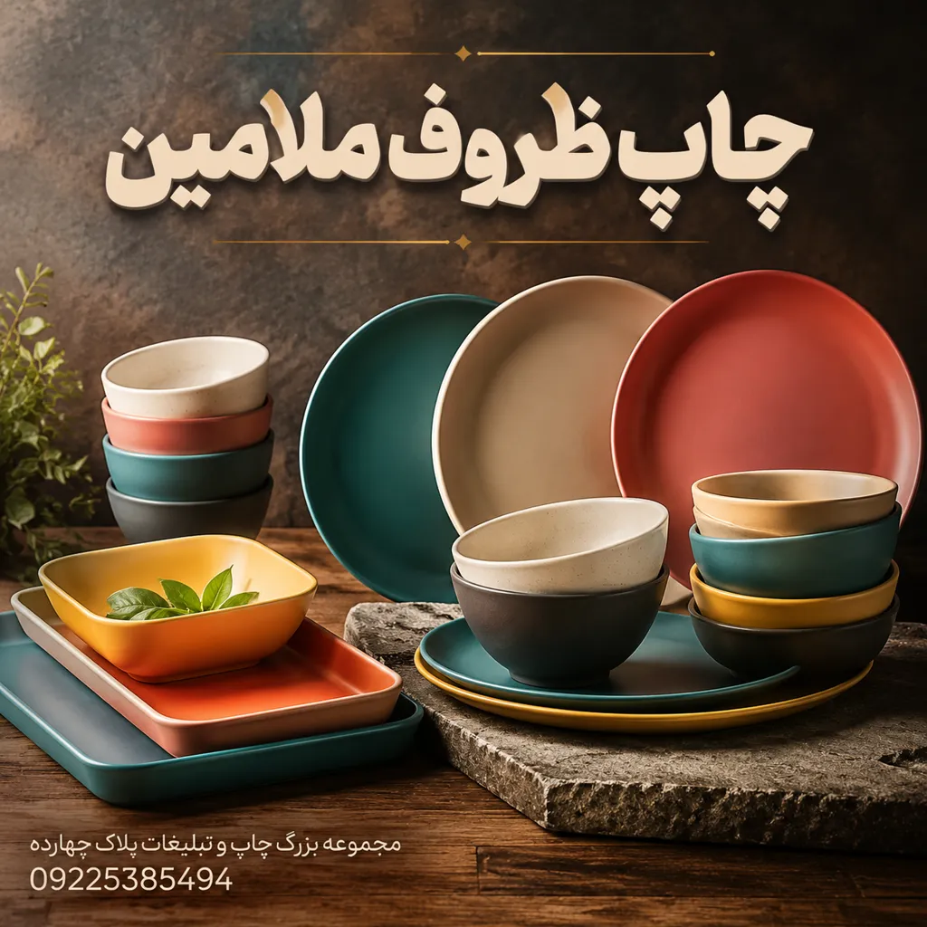 بشقاب‌های ملامین با چاپ طرح اختصاصی و لوگو برای رستوران‌ها در مشهد