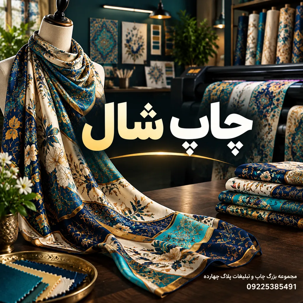 نمونه شال ساتن و پلی استر با چاپ سیلک لوگو در چاپخانه پلاک ۱۴ مشهد