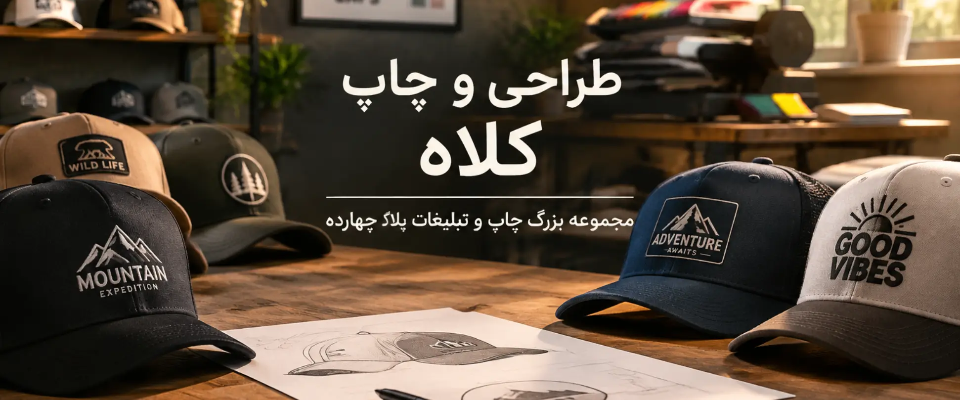 انواع چاپ کلاه با طرح دلخواه در مجموعه پلاک چهارده مشهد