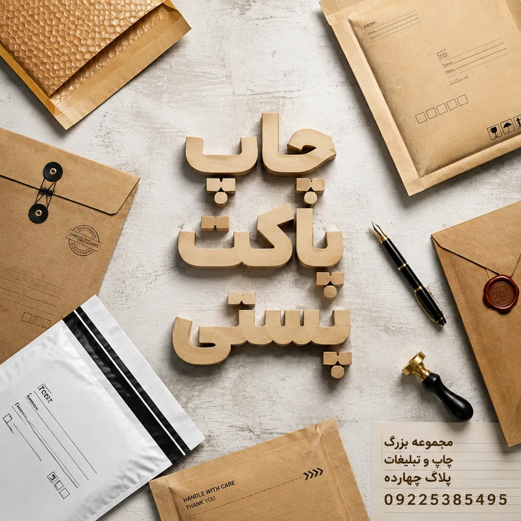 نمونه چاپ پاکت پستی اختصاصی با لوگو در چاپخانه پلاک چهارده مشهد