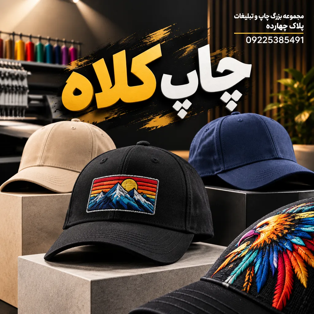 چاپ کلاه تبلیغاتی با کیفیت بالا در پلاک ۱۴ مشهد
