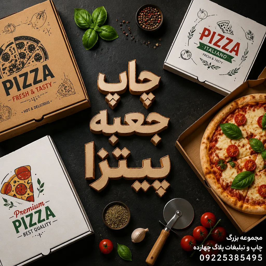 انواع مدلهای چاپ جعبه پیتزا اختصاصی با مقوای بهداشتی در مشهد